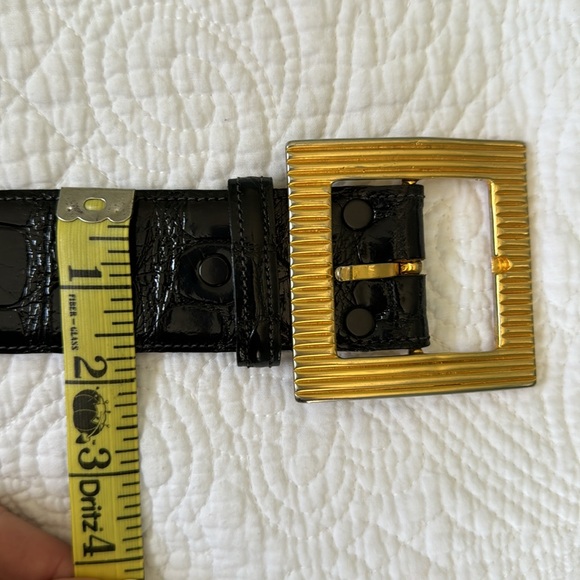 Vintage Kleinberg Sherrill Black Aligator Statement Belt with Gold Tone Buckle - Picture 4 of 8